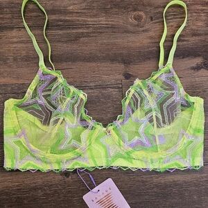 Savage X Fenty Neon Star Mesh Demi Bra 36D NWT